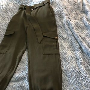 Zara Pleaded high waist cuffed cargo pants